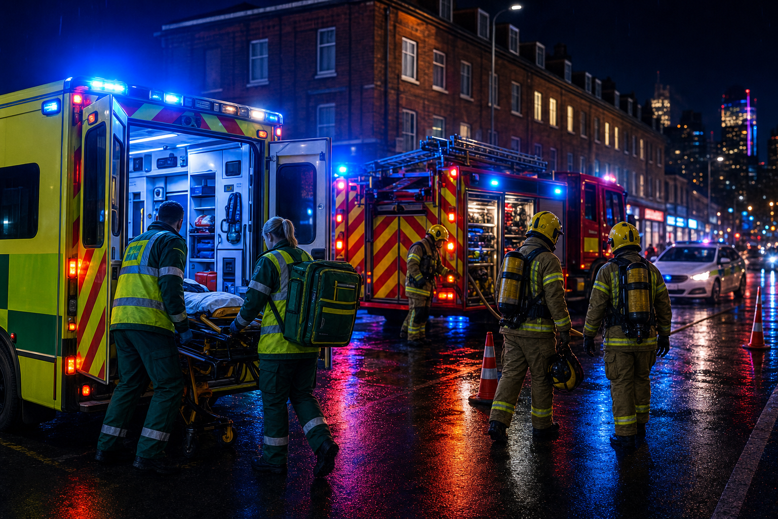 Fire & NHS roleplay scene